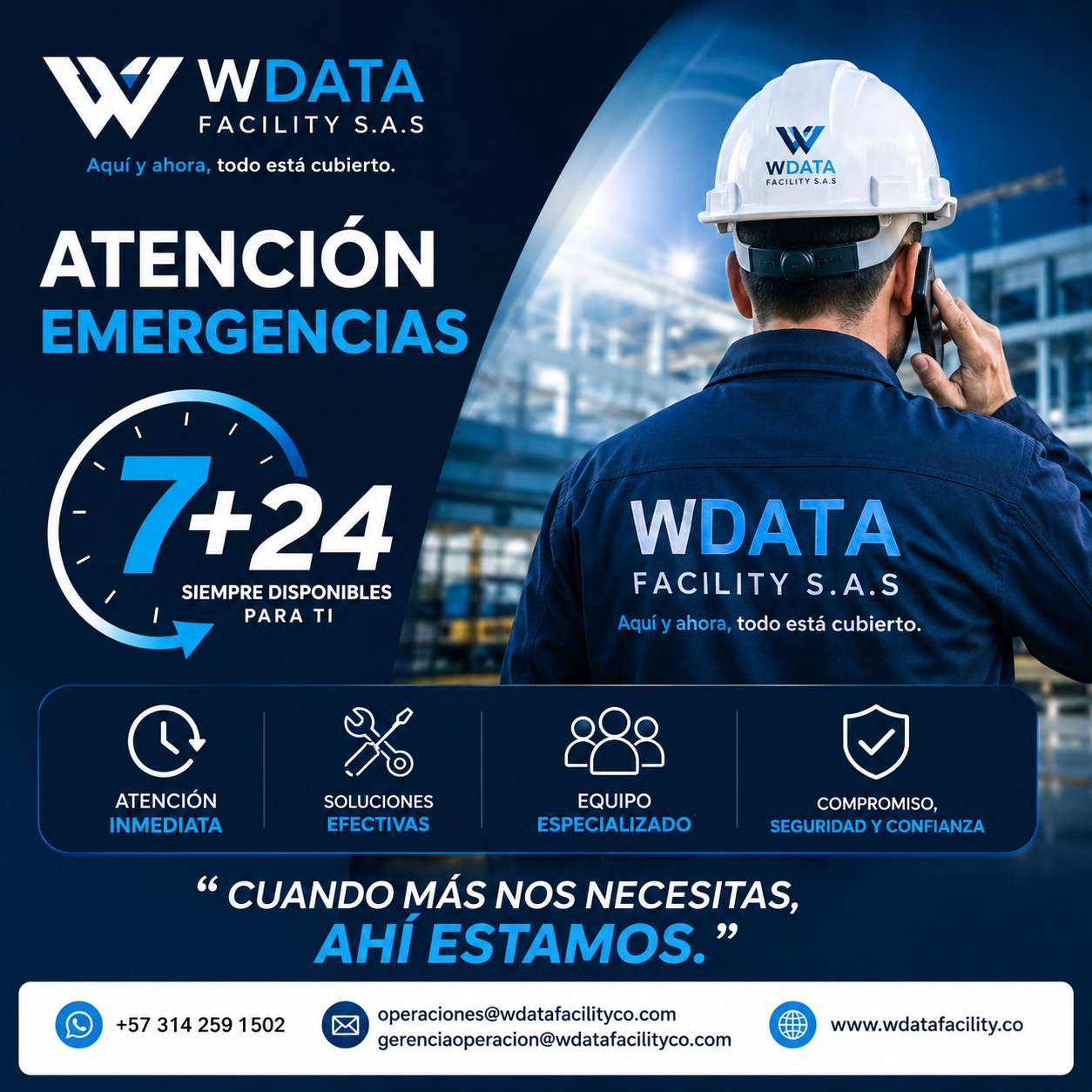 Atención de emergencias 7 días, 24 horas - WDATA Facility S.A.S